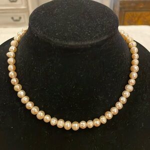 Vintage Pink Freshwater Pearls Choker Collar Statement Necklace